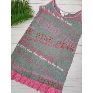 Sleepwear PINK Victoria's Secret, Medium Gray w/ Pink Letters, Night Dress Tank